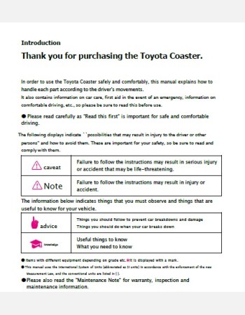 toyota coaster 2012 2013& 2014 owners manual in english